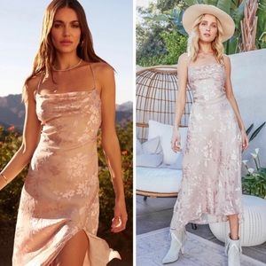 Astr Women's Floral Midi Dress in Light Pink